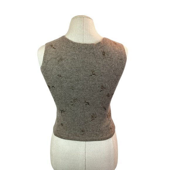 Classiques Entier Sweater Set Lambswool Knit Tank Top & Cardigan Womens XS Tan - Picture 9 of 16